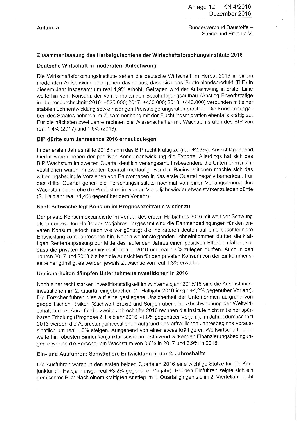 Anlage 12 - Veröffentlichung des Herbstgutachtens 2016