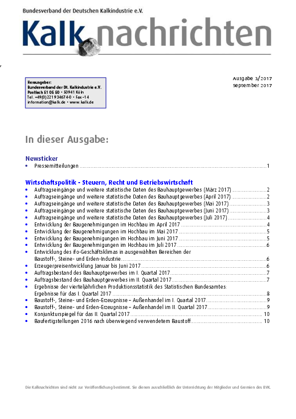 Kalknachrichten Nr. 3/2017 
