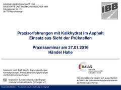 Einsatz von Kalkhydrat im Asphalt aus der Sicht der Prüfstelle