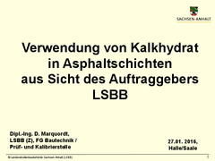 Einsatz von Kalkhydrat im Asphalt aus der Sicht der ausschreibenden Stelle