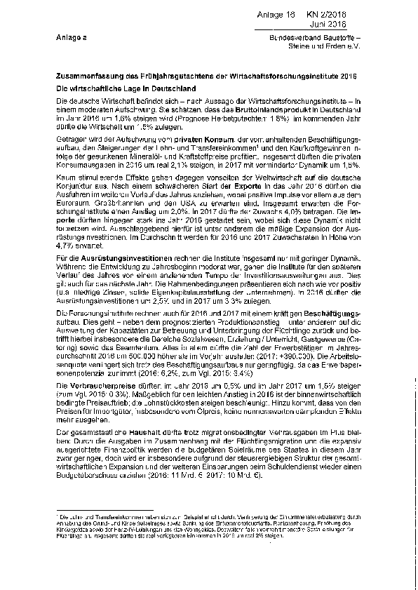 Anlage 16 - Veröffentlichung des Frühjahrsgutachtens 2016 