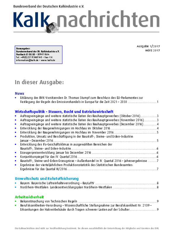 Kalknachrichten Nr. 1/2017 