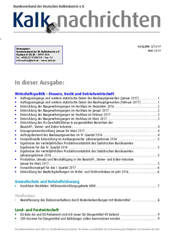 Kalknachrichten Nr. 2/2017