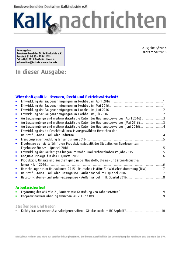 Kalknachrichten Nr. 3/2016 